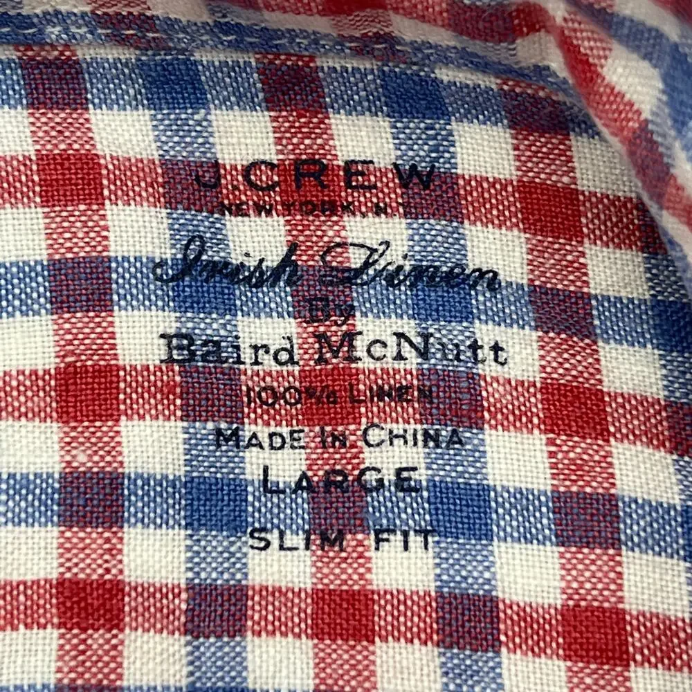 J. Crew Irish Linen Check Button Down Shirt Baird McNutt 43645